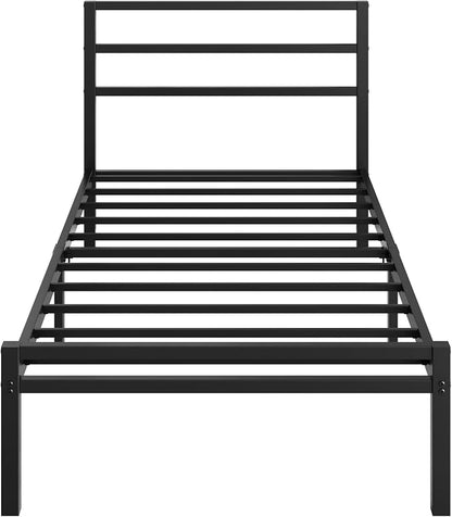Lutown-Teen Twin XL Bed Frame with Headboard and Footboard, 12 Inch Classic Metal Platform Twin XL Platform Bed Frame, No Box Spring Needed, Easy Assembly, Noise Free, Black