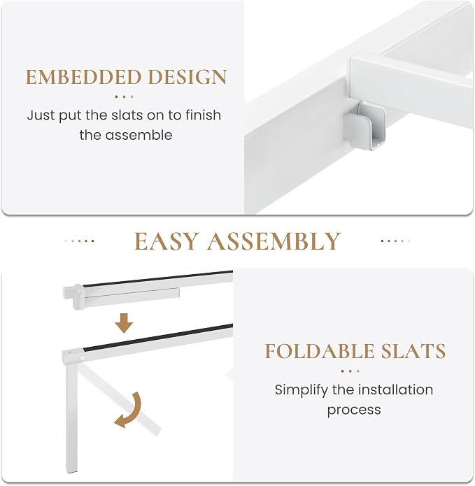 SHA CERLIN Full Size Metal Platform Bed Frame with Victorian Style Iron-Art Headboard and Footboard, Easy Assembly, No Box Spring Needed, White
