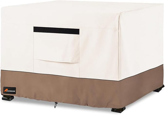 Fire Pit Cover Square, Outdoor Heavy Duty Durable 600D 100% Waterproof Tear-Resistant 30-32 Inch Fire Pit Cover, Patio Fire Pit Table Covers, Beige 32" L x 32" W x 24" H