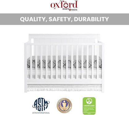Oxford Baby Lazio 4-in-1 Convertible Baby Crib, Snow White, GreenGuard Gold Certified