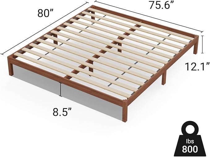 LIFEMENT King Bed Frame Classic Wood Platform, Noise Free, Under Bed Storage, No Box Spring Needed, Easy Assembly, New Walnut