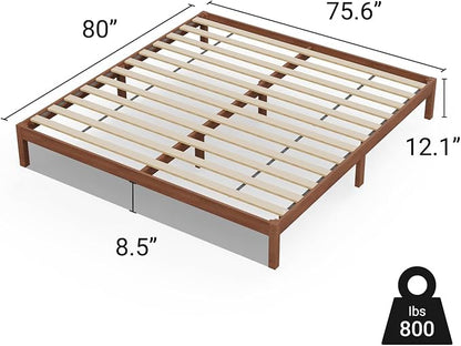 LIFEMENT King Bed Frame Classic Wood Platform, Noise Free, Under Bed Storage, No Box Spring Needed, Easy Assembly, New Walnut