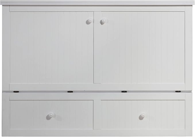 Mega Solutions Murphybedz Tuscany Murphy Cabinet Chest Bed with Charging Station 6 Inch (White, Queen)