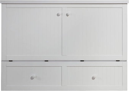 Mega Solutions Murphybedz Tuscany Murphy Cabinet Chest Bed with Charging Station 6 Inch (White, Queen)