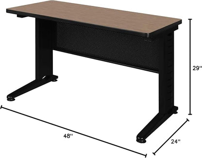 Regency Fusion 48 x 24 in. Training Table – Durable Edge Banding, Vented C-Leg Wire Management for Classroom, Office, and Training Room Workstations (Noble Oak)