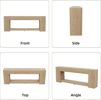 Epecoya Console Table for Entry Way with Storage 86 Inch, Extra Long Sofa Table Behind Couch for Living Room, Wooden Entryway Entrance Table with 2-Tier Shelves, Light Oak Brown