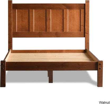 Grain Wood Furniture Shaker Solid Wood Panel Platform Bed, Full Size, Walnut