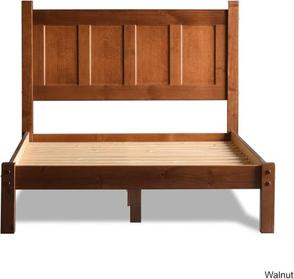 Grain Wood Furniture Shaker Solid Wood Panel Platform Bed, Queen Size, Walnut