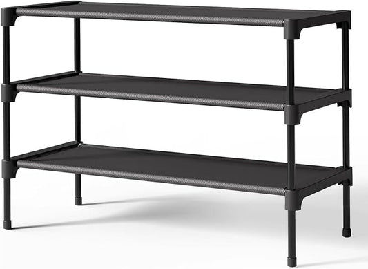 Multi Tier Shoe Rack for Closet Metal Wide Shoe Storage Organizer Oxford Fabric Cover Shoe Shelf for Entryway, Bedroom, Floor, Closet, Porch, Dorm, Living Room