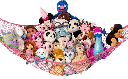 Stuffed Animal Hammock XL | Corner Stuffed Animal Storage & Plushie Net | Extra Large Toy Hammock for Stuffed Animals | Easy Hang, Hardware Included | Coral Bedroom Decor | by Lilly's Love