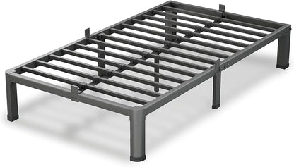 VIPSHOW 7 Inch Twin Size Bed Frame, 3500Lbs Heavy Duty Metal Platform with Round Corner Legs Mattress Slide Stopper, Steel Slat Support No Box Spring Needed, Noise Free, Non-Slip, Easy Assembly