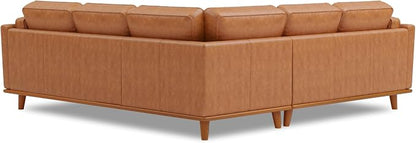 Valencia Artisan Full Leather Sofa - Pure Full Italian Nappa Leather Couch, Solid Wood Accent, Ultimate Comfort (Cognac, L-Shape Sectional)