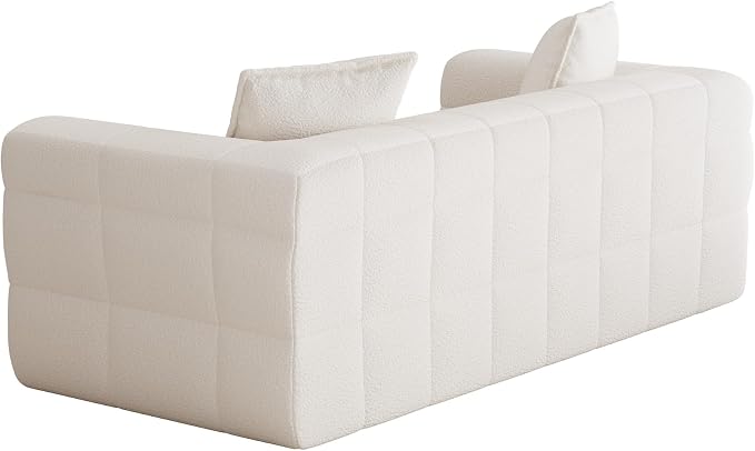 68.7" Loveseat Boneless Couch,Comfy Cloud Sectional Sofa with Deep Seat,Modern Upholstered Chenille Love Seat Sofa, Small Couches for Living Room, No Assembly Required Tufted Sofas, Beige White