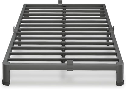 VIPSHOW 4 Inch Twin Size Bed Frame, 3500Lbs Heavy Duty Metal Platform with Round Corner Legs Mattress Slide Stopper, Steel Slat Support No Box Spring Needed, Noise Free, Non-Slip, Easy Assembly