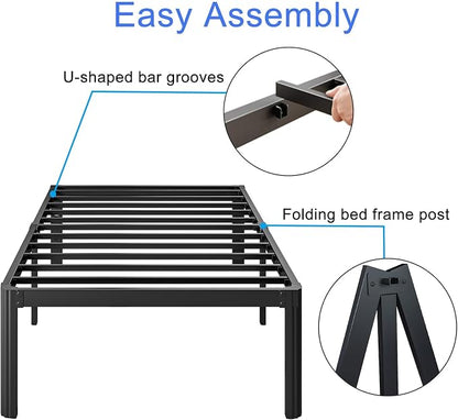 16 Inch High Heavy Duty Full Size Bed Frame Metal, Platform Bed Frame Full Size No Box Spring Needed, Noise Free, Easy Assembly, Black