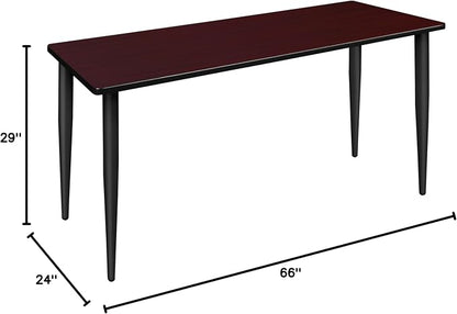 Romig Arco 66 x 24 in. Training Seminar Table- Mahogany Top, Black Tapered Legs
