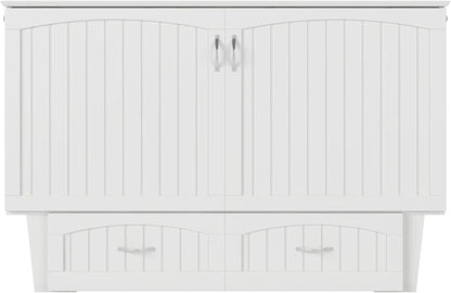 AFI, Nantucket Queen Murphy Bed Chest with Mattress, Storage Drawer and Built-In USB Charger, White