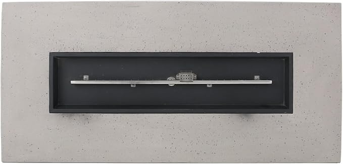 Merax 56" Rectangular MGO Propane Fire Pit Table, 50,000 BTU Outdoor Patio Heater with Modern Concrete Design for Backyard, Deck, Garden (Tank Cover Not Included), Light Grey