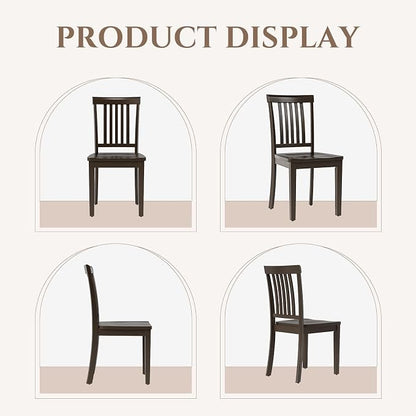 COLAMY Wooden Dining Chairs Set of 4, Spindle High Back Windsor Kitchen Side Chair, Farmhouse Dining Chairs for Kitchen and Dining Room, Dark Brown