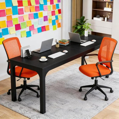 Practical Computer Desk,Rectangle Conference Table,Executive Desk(Only Table) (Black + Iron + MDF)