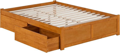 AFI, Concord Queen Platform Bed with Footboard & Storage Drawers, Light Toffee