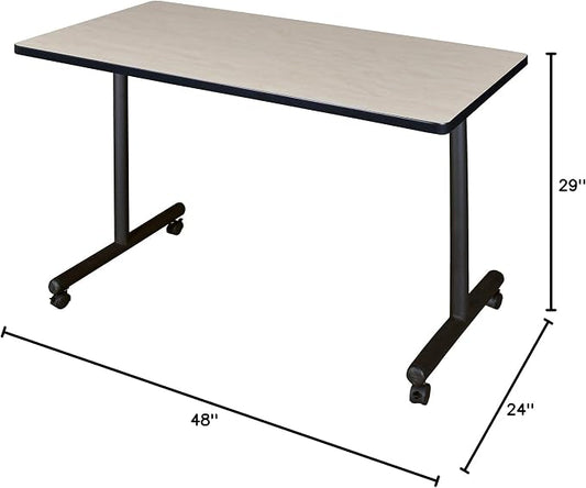 Romig Axis-Pro 48 x 24 in. Mobile T-Base Training Seminar Table- Maple