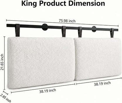King Headboard only, Wall Mounted Headboard for Adjustable Bed, Hanging Head Board for King Size Bed Upholstered Headboard Cabeceras De Cama for Bedroom, Dorm, Guest Room, White