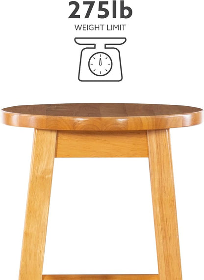 Linon Natural Barstool with Round Seat, 24-Inch