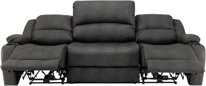 RecPro Charles 94" Powered Triple RV Wall Hugger Recliner | Drop Down Console | RV Furniture with Upgraded 2023 Fabric (Gunmetal)