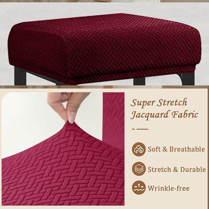 Levoberg Bar Stool Cover Rectangle Stretch Counter Height Barstool Slipcovers Rectangular Vanity Stool Cover Kitchen Counter Saddle Seat Cover for Wooden Metal Bench Set of 4 Wine red
