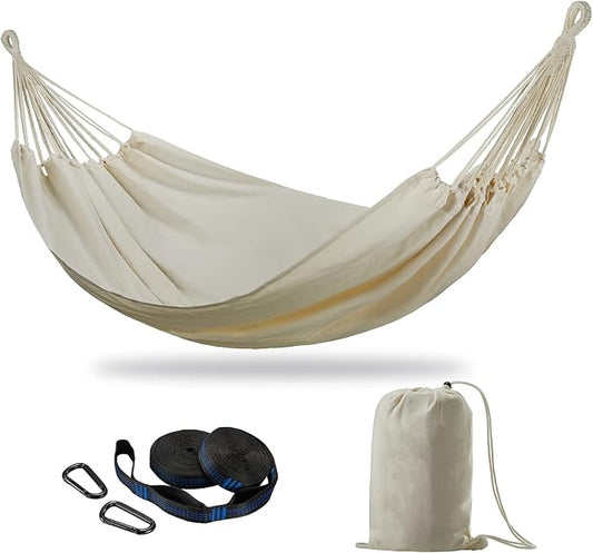 CHULIM Brazilian Double Hammock with Tree Straps,Extra Large 240x160cm,2 Persons Hammock for Backyard Patio Outdoor and Indoor,450lbs Weight Capacity,Soft Woven Cotton Fabric Natrual White