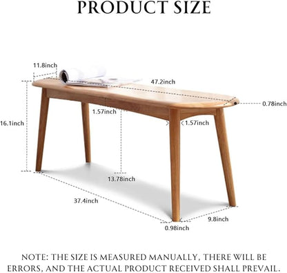 47’’-63’’ 100% Oak Extendable Dining Table and Bench Set for 2, Solid Wood Folding Kitchen Table, Mid Century Modern Dinner Table for Kitchen, Living Room, Natural (47''-63''+47''Bench)