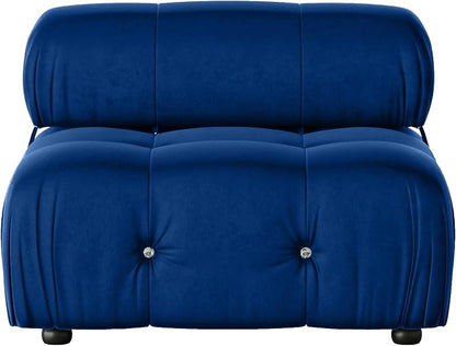 Modular Sectional Sofa, Velvet Couch, Middle seat, Blue