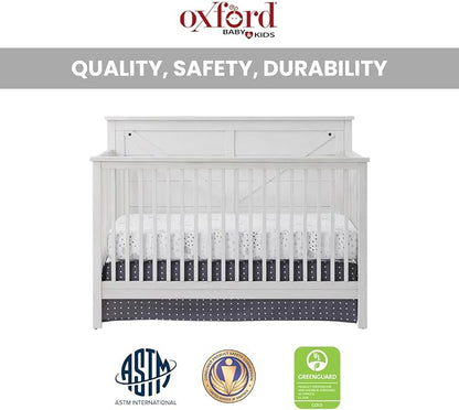 Oxford Baby Montauk 4-in-1 Convertible Crib, Barn White, GreenGuard Gold Certified