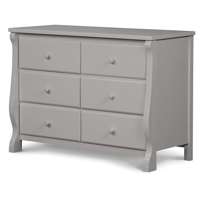 Delta Children Universal 6 Drawer Dresser with Interlocking Drawers - Greenguard Gold Certified, Grey