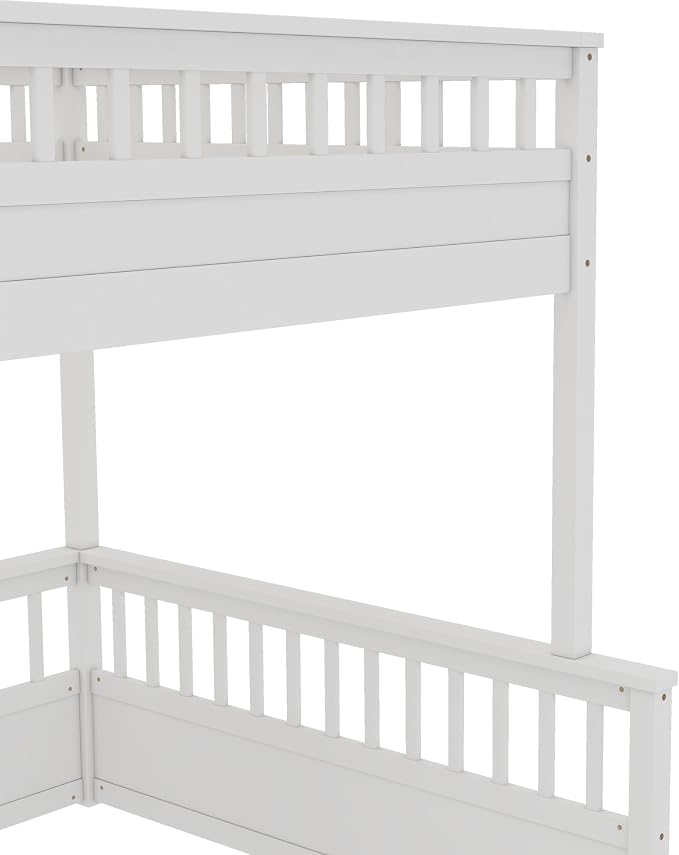 RUNNA Solid Wood Bunk Bed with Ladder, Guardrails & Detachable Design | Solid wood bunk bed, ladder, Guardrails, detachable split design, kids teens bedroom, no box spring