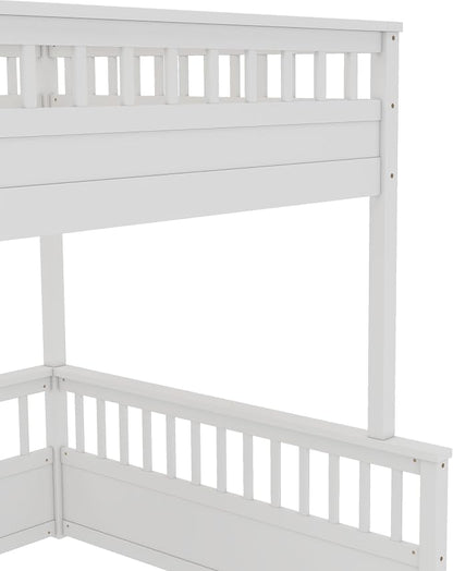 RUNNA Solid Wood Bunk Bed with Ladder, Guardrails & Detachable Design | Solid wood bunk bed, ladder, Guardrails, detachable split design, kids teens bedroom, no box spring