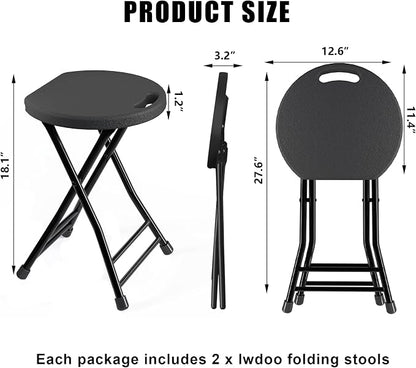 Folding Stool, 18 Inch Foldable Stool with Handle & Steel Frame, Pack of 20 Folding Bar Stools, 440lbs Sturdy Foldable Lightweight Metal Chair for Camping, Indoor and Outdoor, Black
