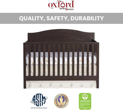 Oxford Baby North Bay 4-in-1 Convertible Crib, Espresso Brown, GreenGuard Gold Certified