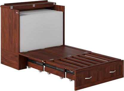 AFI, Southampton Murphy Bed Chest Twin XL with 6" Mattress, Storage Drawer & Built-in USB Charger, Walnut