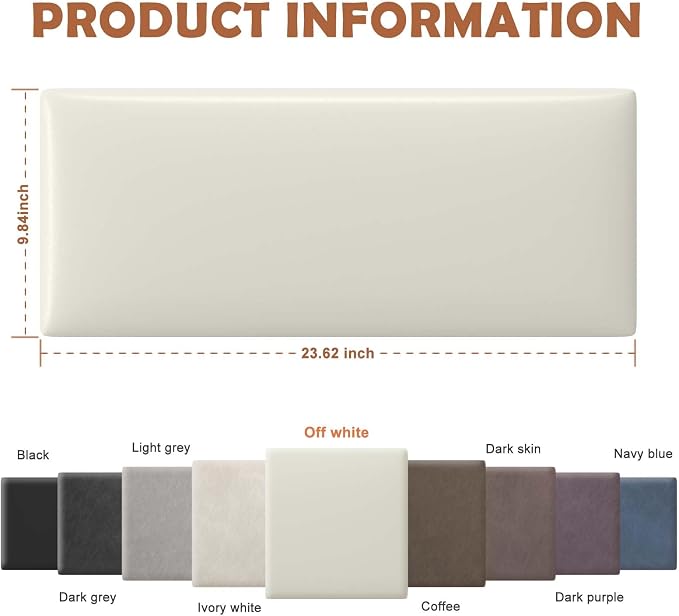 IFNOW Wall Mounted Upholstered Headboard King, 3D Peel and Stick Soundproof Wall Panels, Reusable and Removable Padded Headboard Leather Bed, 12 Panels 9.84" x 23.62", Beige