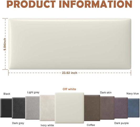 IFNOW Wall Mounted Upholstered Headboard King, 3D Peel and Stick Soundproof Wall Panels, Reusable and Removable Padded Headboard Leather Bed, 12 Panels 9.84" x 23.62", Beige