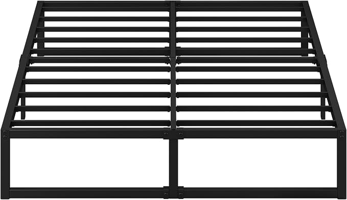 EMODA 12 Inch Full Size Bed Frame Heavy Duty Metal Platform No Box Spring Needed, Easy Assembly Noise Free, Black