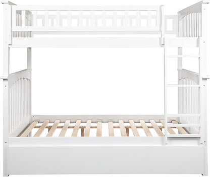 AFI, Columbia Ladder Bunk Bed Full Over Full with Twin Trundle, White