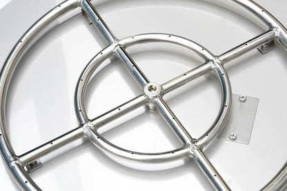 Stanbroil Stainless Steel 30" Round Flat Fire Pit Pan w/24 Fire Burner Ring Installed, BTU 296,000 Max