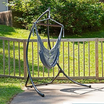 Sunnydaze Hanging Hammock Chair Swing for Patio, Caribbean, Gray