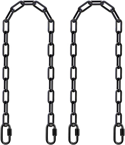 SELEWARE 2 Pack 60 Inch Hanging Swing Chain with 4 Carabiners, 1000LB Capacity Plastic Coated Hanging Chains, Hammock Hardware Kit for Swing, Hanging Chair, Punching Bags, Indoor Outdoor Gym (Black)