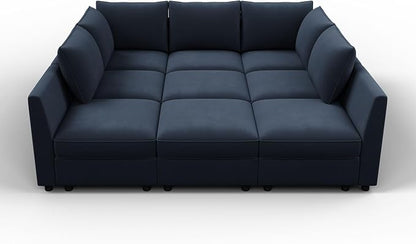 HONBAY Modular Sectional Sleeper Sofa with Storage Modular Convertible Sectional Couch Bed Modular Sectional Couches for Living Room,Dark Blue