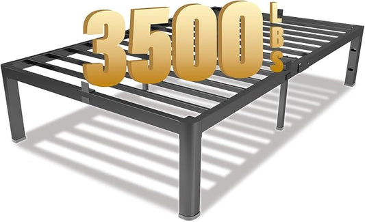 yookare Twin XL Platform Bed Frame,14" Heavy Duty Metal Mattress Foundation, Rounded Safety Corners & Recessed Legs,Mattress Retainers,Easy Assembly,Noise Free Steel Slat Support,No Box Spring Needed