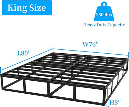 Awesofurni King Box Spring, 8 Inch King Size Box Spring Only, 3000 lbs Heavy Duty Metal Frame Mattress Foundation with Fabric Cover, Easy Assembly-Noise Free